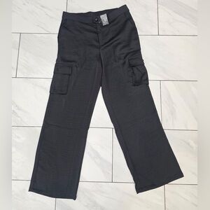 G by Giuliana Black Label NWT Women's Woven Satin Cargo Pants Size 14 Black